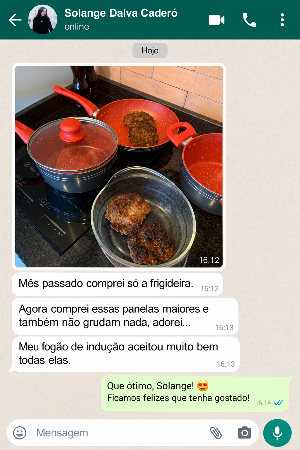 Conversa sobre as panelas no WhatsApp 2