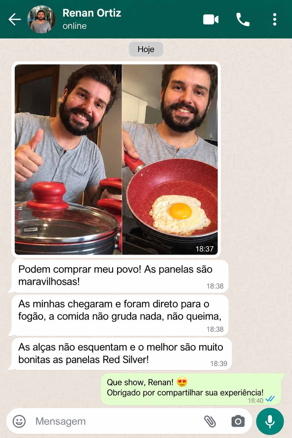 Conversa sobre as panelas no WhatsApp 5